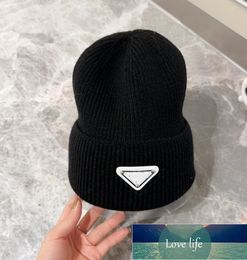 Top Inverted Triangle Winter Knitted Hat North Warm Ear Protection Fur Beanie Hat Fashion Simple Double Folding Woollen Caps