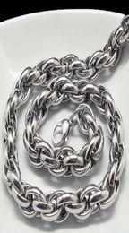 New Middle Eastern Style Silver Pure 316L Stainless steel Silver Oval Rope Chain Link Necklace in Men Jewellery 9mm 200398319649