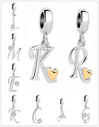 Classic Charm Letter AZ Crystal Pendant Bead Fit charms Silver Plated Original Bracelets Necklaces DIY Women Jewelry32691143933281