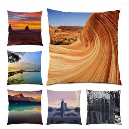 Pillow Desert Landscape Print Throw Covers Home Decor Velvet Decoration Natural Lake Scenery Cover 45x45 E0820