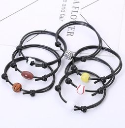 Charm Bracelets Basketball Football Bracelet Simple Sports Ball Bead Rugby Soccer Volleyball Baseball Tennis For MenCharm3417937