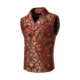 Vest Men Jackets Designer Jacquard Silk Mens Sleeveless Waist Jacket Pure Black Floral Waistcoat 231227