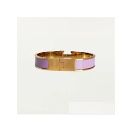 Classic Bracelet 18K Gold Bangle For Men Enamel Women Cuff Lovers 12Mm Wide With Drop Delivery Dhbwy