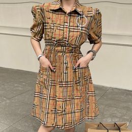 Designer Dresses Classic Striped Grid Simple Fashion Temperament Summer Women's Exquisite Slim Slim Long Dresses