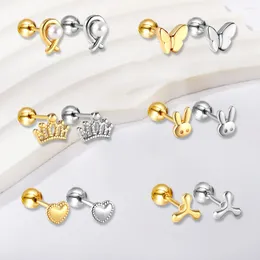 Stud Earrings Metal Multi Style Mini Exquisite Crown Butterfly Lovely Hearts Design Girls' Jewellery Sweet Accessories For Women