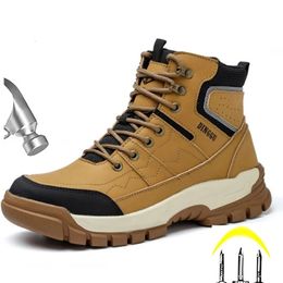 Waterproof Men Work Boots Safety Steel Toe Shoes Anti Smashing Piercing Nonslip Indestructible Male 231225