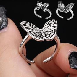 Cluster Rings Punk Hollow Butterfly Women Girls Vintage Adjustable Open Finger Ring Simple Shopping Daily Party Jewelry Accessories