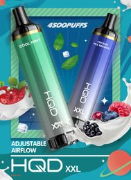 2023 HQD XXL Pods E-Cigarettes 4500 Puffs Airflow Adjustable Disposable Device Vape Pen Starter Kits 1300mAh Battery 12.0ml E-Liquid