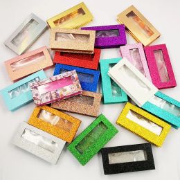 Estojo para cílios de vison 3d com glitter, caixas vazias de embalagem personalizada com glitter e strass sem cílios th1242