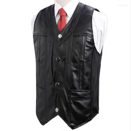 Men's Vests Man Spring Sheepskin Male Autumn Genuine Leather Vest Men Waistcoat Cuero Chaleco