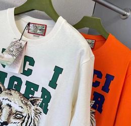 mens tiger designer t shirt 2022 spring and summer tide letter animal print couples round neck loose tops for men women plus size 9222067