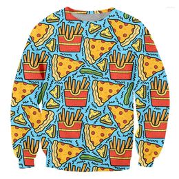 Men's Hoodies IFPD Hip Hop Sweat Shirts 3D Print French Fries Pizza Sweatshirts Men Long Sleeve Food Graffiti Oversize Pullover Streetwear