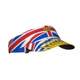 Berets Sports Sun Cap Adjustable Visor UV Protection Top Empty Tennis Golf Running Sunscreen Hat Flag Of British Columbia