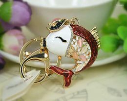 Keychains Opal Fish Keyring Fashion Jewelry Women Bag Crystal Rhinestone Charm Pendant KeyChain Valentine Gift