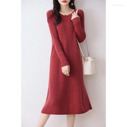 Casual Dresses Wool Dress For Women Autunm/Winter Fashion Cashmere Sweaters Long Style 5Colors Jumpers