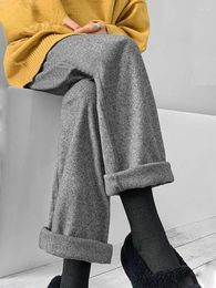 Women's Pants Sweatpants Women Knitted Casual Solid Thickening Warm High Waisted Korean Fashion Autumn/Winter 2023