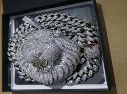 Iced Out Pendant Cuban Link Chain Big Pendants Mens Jewellery Hip Hop Luxury Designer Necklace Bling Diamond Lion Animal Rapper DJ A4231569