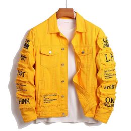 Y2k Denim Patches Windbreaker Cotton Trucker Stretch Jeans Coat Cowboy Hiking Letter Motorcycle Jacket for Men