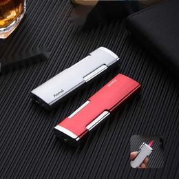 New Slim Turbo Jet Torch Metal Lighter Butane No Gas Shaped Windproof Red Flame Lighter Cigar Cigarette Tool Men's Exquisite Gift