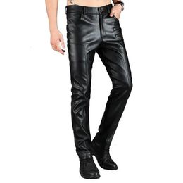 Idopy Winter Warm Men's Autumn Real Leather Joggers Biker Riding Motorcycle Pants Lamb Skin Trousers For Male 231228