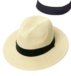 Summer Hat Women Panama Straw Hat Fedora Beach Vacation Wide Brim Visor Casual Summer Sun Hats for Women8434063
