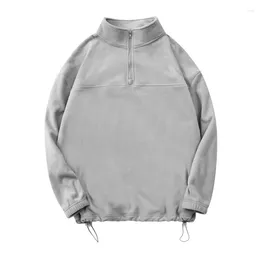 Men's Hoodies Double-sided Polar Fleece Lapel Trendy Brand Sweatshirt Loose Drawstring Velvet Half-zip Clothes Streetwear Harajuku