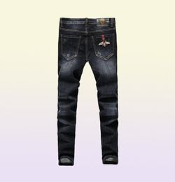 Highend Men039s denim jeans feet pants slim fit autumn casual stretch allmatch embroidery little bee teenagers pencil 2111108497808