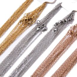 Chains 10pcs/lot 40-60cm Necklace 1.5mm/2mm Men Women Stainless Steel Link Cuban Chain Necklaces For Jewelry Making 4 Colors