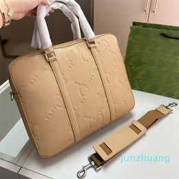 Briefcases Luxury designer embossed big letter tote men's casual business leather shoulder work travel bag women's mess