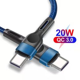 Hot high quality 3ft/6ft Type C to C PD20W nylon braided anti-slip Fast Charg data cable new trend Super Fast Charge Metal Pure Color Cable