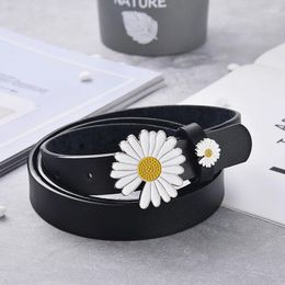 Belts ZLY 2023 Fashion Belt Women Men Unisex Versatile PU Leather Material Chrysanthemum Decorate Buckle Luxury Casual Style