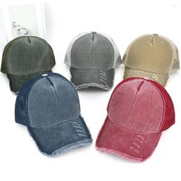 Ball Caps Summer Women Cap Ripped Sunshade Long Brim Mesh Anti-UV Hollow Out Baseball Hat Men Headwear