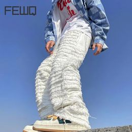 FEWQ Niche Design Men's Ripped Jeans Hip Hop Menwear Fashion Loose Straight Denim Pants Personalized 2023 Trend 9A7210 231227