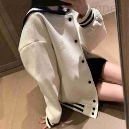 Women's Sweaters designer brand Internet celebrity 23 new college style lapel shawl with embroidered letters woolen jacket Korean version ins 9UKQ