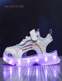 BENZELOR Summer LED Kids Shoes Sandals For Boys Girls Sneakers Light Up minous Glowing Lighting Sandles Sandalias X07193445215