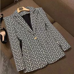 2024 Womens Suits Blazers Tide Brand High-Quality Retro Fashion designer Gray Series Suit Jacket Lion Double-Breasted Slim Plus Size Women's Clothing