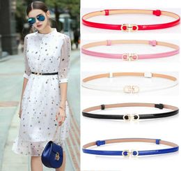 Women Belts PU Leather Skinny Adjustable Thin Belt Candy Colors Leather Waist strap Sweetness Female Waistband For Dress4763125