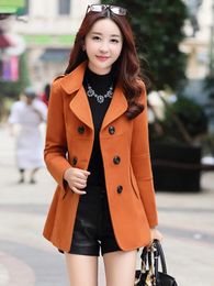 Fitaylor Autumn Winter Woolen Coat Women Slim Double Breasted Medium Long Wool Blend Warm Female Overcoat 231228