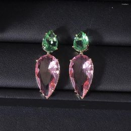 Dangle Earrings Luxury Two-tone Waterdrop Earring For Women Wedding Cubic Zirconia Dubai Bridal Costume Jewellery A0089 A16930