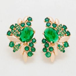 Dangle Earrings Aomigc Gorgeous 585 Rose Gold Big Red/Green Stone Drop Women Elegant Grand Party Unusual Fashion Jewellery