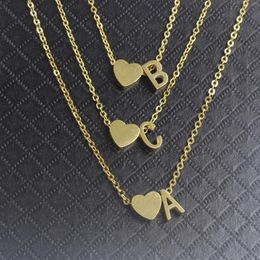 Pendant Necklaces Gold Heart Letter A B C D E F G H I J K L M N O P Q R S T U V W X Y Z Charm Necklace For Women BFF Birthday Gift299E