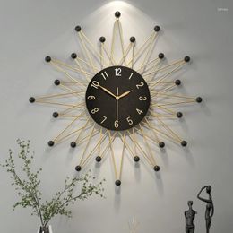 Wall Clocks Silent Battery Gold Black Needle Kitchen Large Modern Luxury Reloj De Pared Grande Live Room Decor