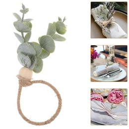 Table Cloth Rustic Leaf Napkin Ring Wedding Decor Eucalyptus Holder