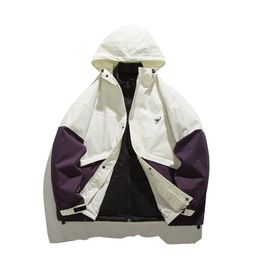 Winter white duck down detachable outdoor down jacket for men's color blocking assault jacket