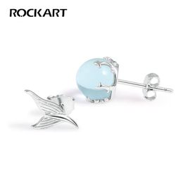 Real 925 Sterling Silver Mermaid Bubble Stud Earrings Jewellery Female Earrings For Women Popular Fishtail268Z