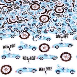 Funmemoir 200 Pcs Racing Car Flag Confetti Blue Race Birthday Party Decorations for Boys Two Fast Table Decors 231227