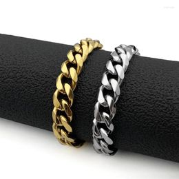 Link Bracelets 5mm 7mm 9mm Width Men's Stainless Steel Curb Cuban Chain Silver Color Gold Bracelet Men Women Jewelry Gift 18 5cm