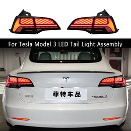 For Tesla Model 3 LED Tail Light Assembly Dynamic Streamer Turn Signal Indicator Brake Reverse Parking Fog Lights Car Taillight Rear Lamp