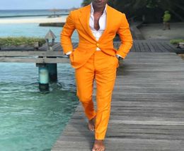 2019 Latest Coat Pants Designs Men Orange Suits Wedding Suit Dresses Slim Fit Groom Men Male tuxedo 2 pieces WL3106437