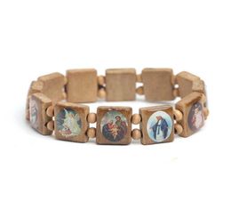 Natural Wooden Catholic Jewelry Christian Jesus Faith Rosary Bracelet Religious Jewelry2813404